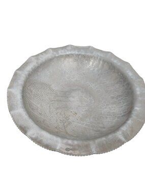 Continental Aluminum Bowl Chrysanthemum Scalloped Edge 10" Hand Wrought